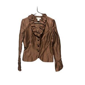 Vintage Zoey Women's Coffee Brown Ruffled Top